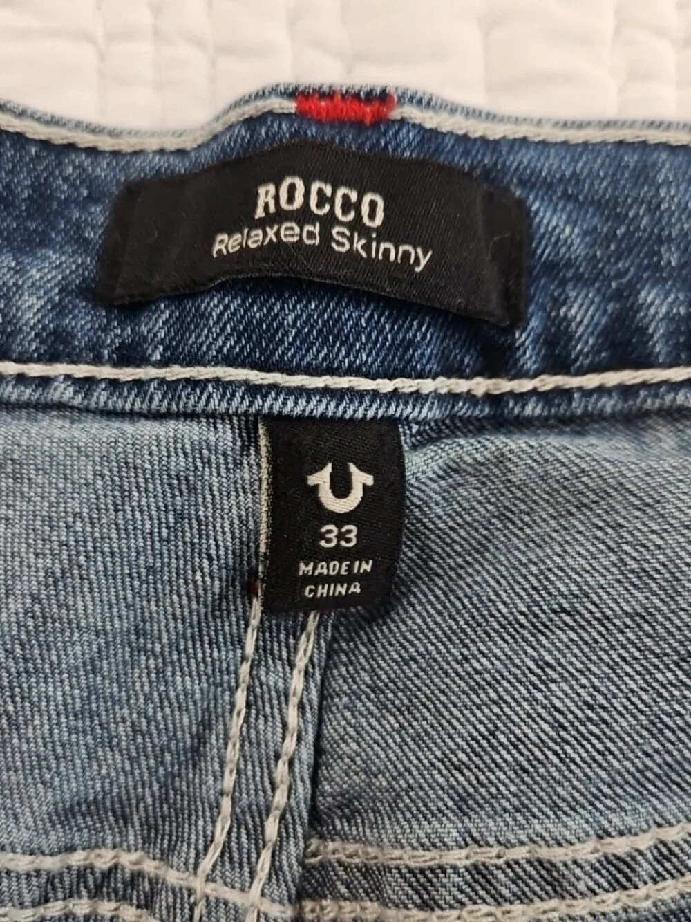 True Religion Rocco Moto Jeans‎ Men's 33x32 Med Wash NEW Relaxed Skinny 700680